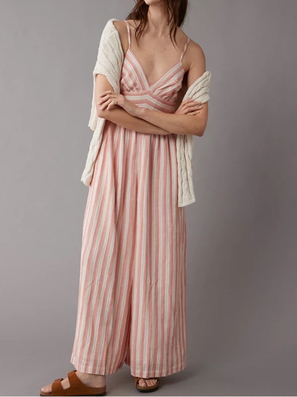 American Eagle Outfitters Pink and White Striped Girls One-Piece Jumpsuit